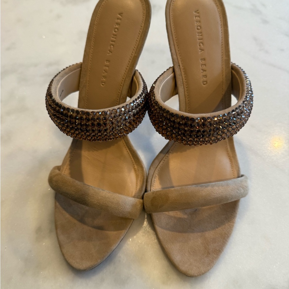 Veronica Beard Tan Embellished Heels